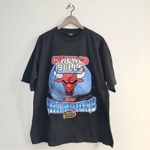 Vintage 1996 Chicago Bulls NBA Finals Champions  Single Stitch T Shirt Black XL